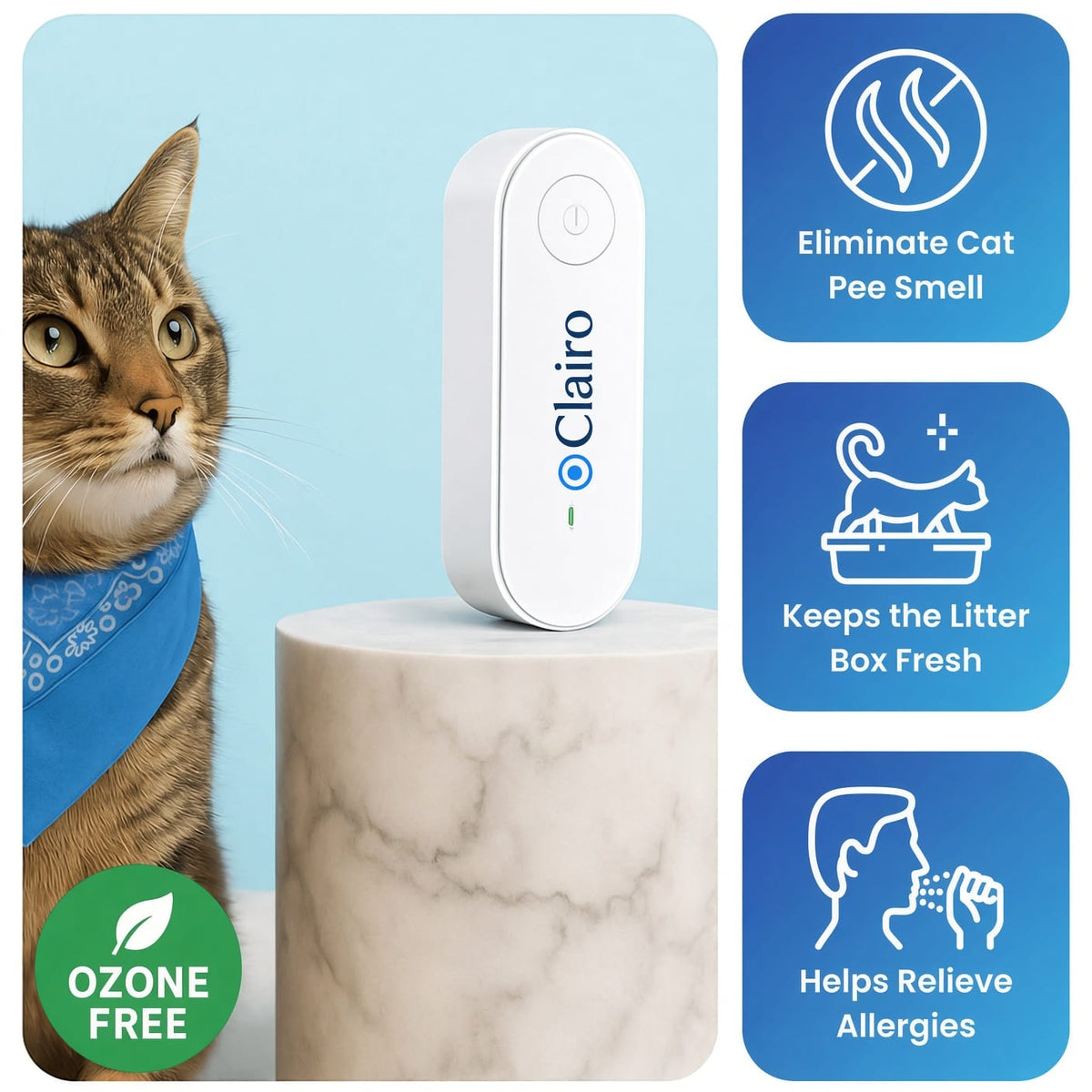 Clairo Cat Odor & Litter Box Air Purifier